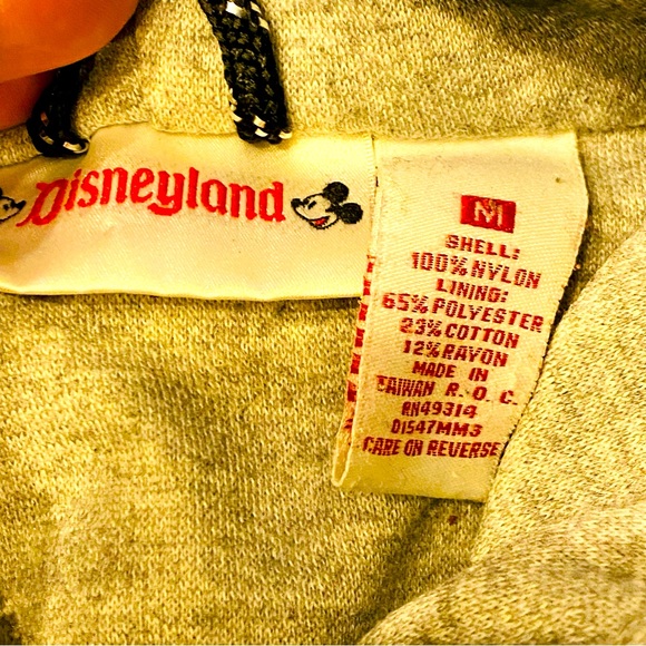 Disneyland Disney Vintage Windbreaker Jacket Size M Yellow Mickey Spellout Hood - Picture 9 of 9